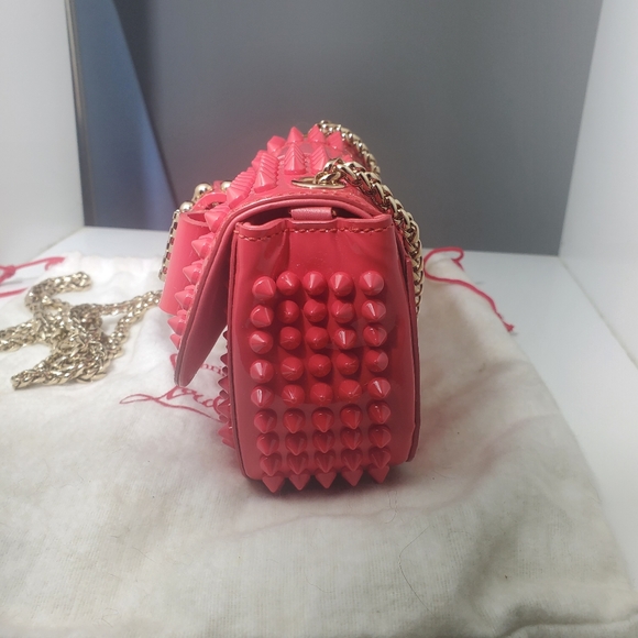 Christian Louboutin pink sweet charity studded chain clutch - Picture 4 of 11